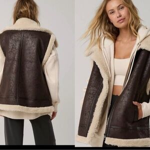 Offline Shearling-Lined Two-Tone Hooded Coat - Chocolate/Off-White